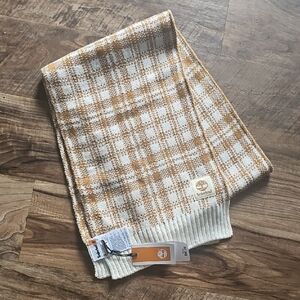 Timberland White & Mustard Plaid Knit Scarf